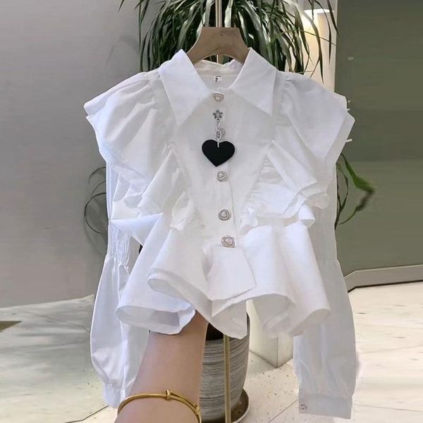 

shirts camisas de mujer chic blusas femininas elegantes ol white long sleeve shirt ruffled turn down collar shirt casual blouse