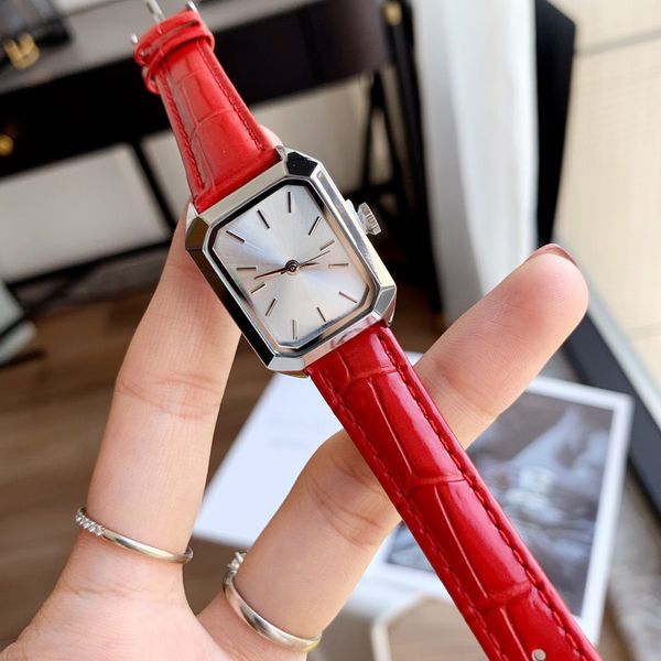 

luxury womens watches brand designer rectangle lady watch leather strap 23mm fashion wristwatches women birthday christmas mother's day, Slivery;brown