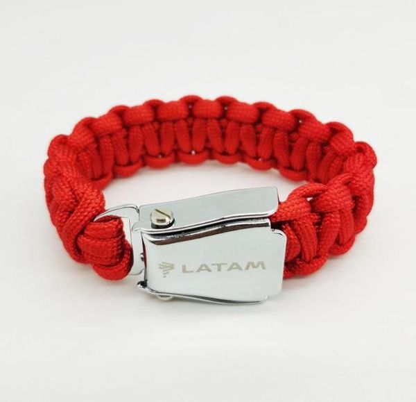 

bangle latam aircraft airplane airline safety seat belt buckle red rope characteristic knitting bracelet hand chain paracord brace9772927, Black