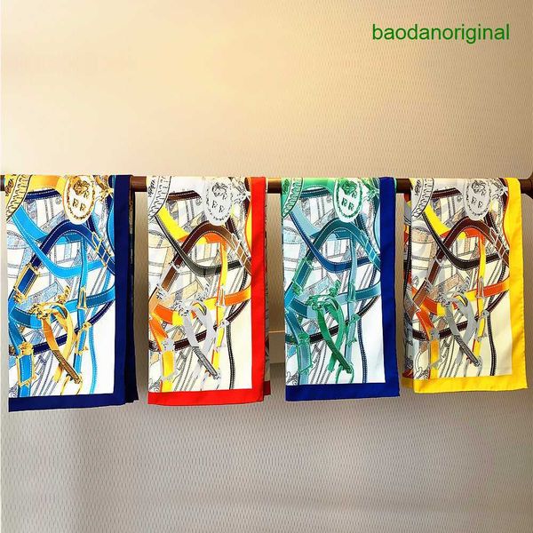 

hemres designer scarves 2023 new 90cm pure hand curled women's professional twill square shawl sun protection scarf 6jf3, Blue;gray