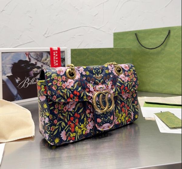 

2023 fashion flower marmont women luxurys designers bags real leather handbags chain cosmetic messenger shopping shoulder bag totes lady wal