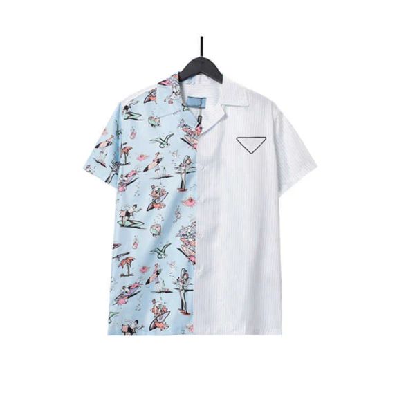 

2023 new fashion designer shirt mens button up shirts print bowling shirt hawaii floral casual shirts men slim fit short sleeve dress hawaii, White;black