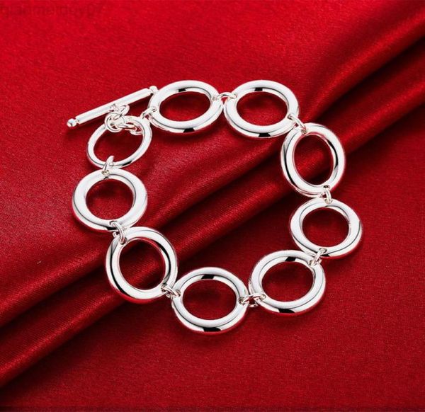

new fashion full round o shape bracelet silver 925 jewelry chain link bracelet for women men fine jewelry l2208089726418, Black