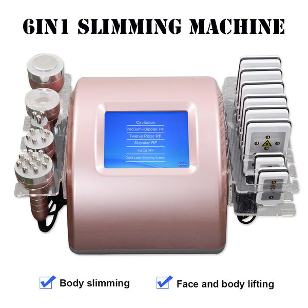 

portable 6in1 cavitation slimming equipment rf vacuum ultrasound diode lipo laser device lipolaser fat removal machine