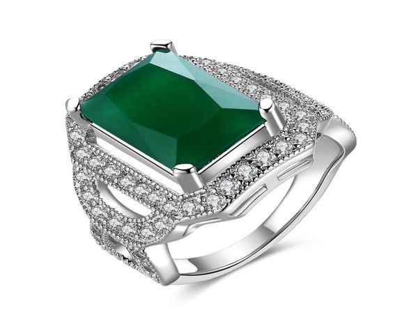 

imitation diamond ring for women square glass kzcr426e jade green lady039s trendy glass inlaid ring surface with plated treatm8723652, Golden;silver