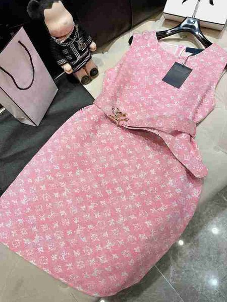 

casual dresses designer 2023 women luxury brand loose o-neck sleeveless with letter belt fashion lady high waist female elegant 7y8m, Black;gray