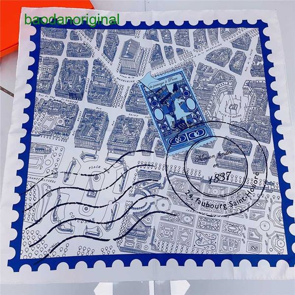 

hemres designer scarves new korean versatile platform printed 90 twill thick square women's fashion shawl multifunctional scarf 8fjb, Blue;gray