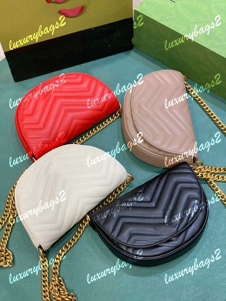 

5a half moon marmont bag women designer bags with gold chain luxurys handbags genuine leather 4colors designers woman cross body 20cm 746431