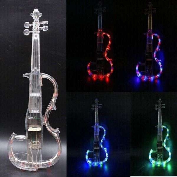 

electric violin 4/4 acrylic body 3 colors led light nice tone crystal style #ev8