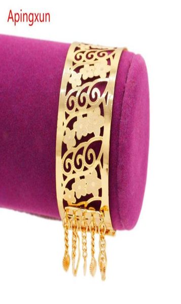 

bangle apingxun flower shape gold colorcopper cuff barcelet africanarabethiopian women grils jewelry child christma gifts5648614, Black