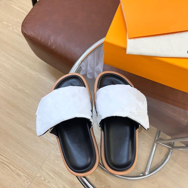 

womens beach slippers famous classic flat heel summer designer fashion flops leather lady brand slides famale shoes l bath ladies sandals la, Black