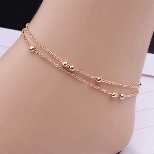 

anklets metal beads anklets bracelet luxury gold color/silver color foot chain jewelry for women girl gifts wholesale aa230512, Red;blue