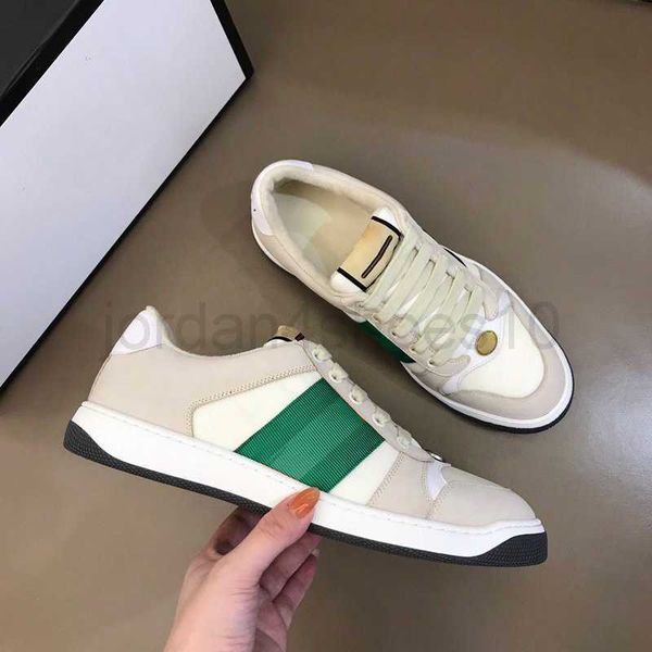 

classic retro real leather women casual canvas shoe men mens sneakers loafers lace up fashion luxurys designers shoes womens with box size 3