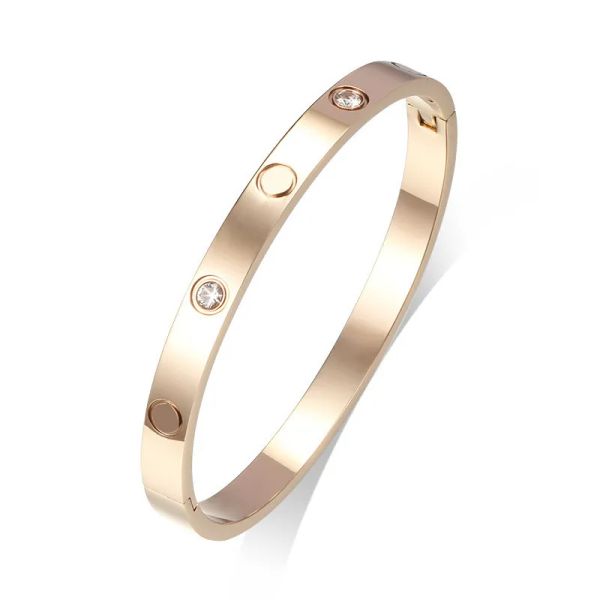 

6mm titanium steel cuff bracelets gold silver and rose woman man luxury bracelet bangles couple jewelry lover gift hipl888, White