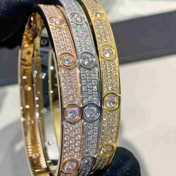 

luxury designer 316l stainless steel 18k gold plated iced out diamond zircon screwdriver screw love brand bangle bracelet, Golden;silver