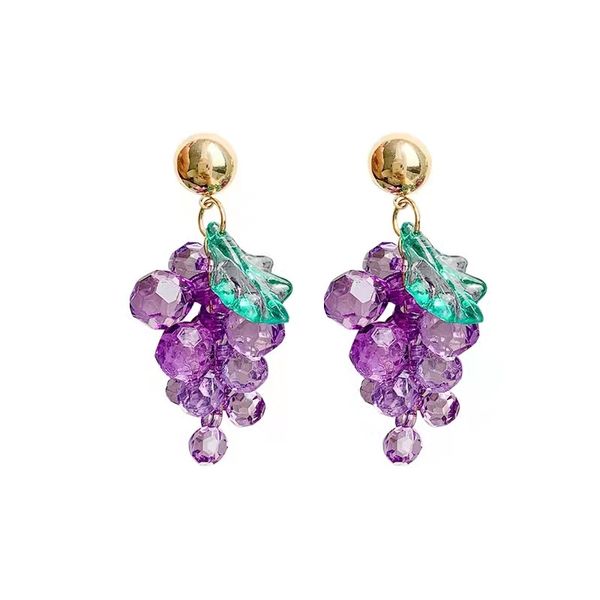 

2023 s925 sterling silver needle 18k gold colored fashion jewelry gold silver round purple zircon grape stud earrings for women, Golden;silver