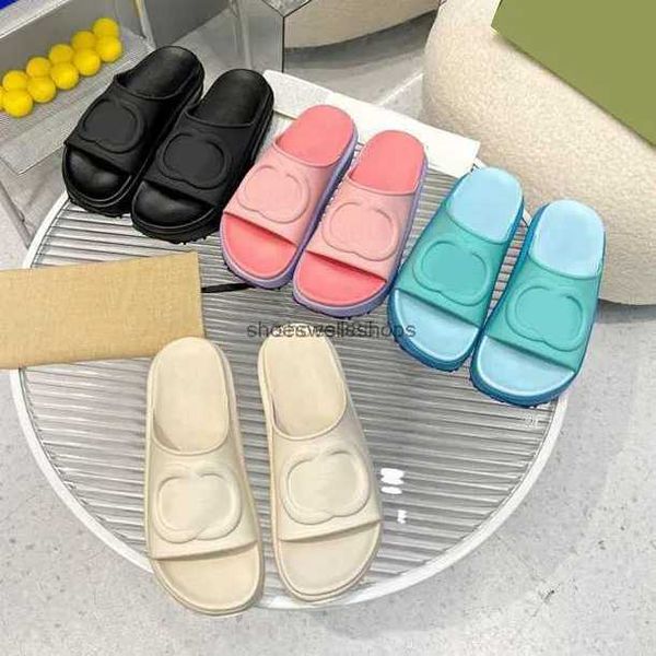 

women platform slipper designer slippers rubber slides non slip sandals thick bottom classics sandal solid color flip flops, Black
