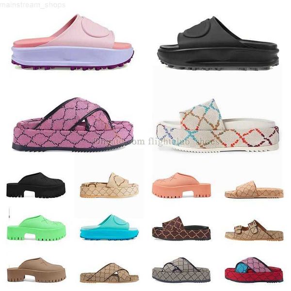 

2023 womens slide sandal with interlocking g designer sandals platform slide women mens slippers flops summer beanch outdoor indoor shoes ho, Black