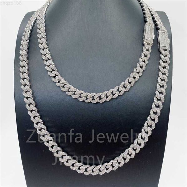 

10mm two row stone fashion necklace statement jewelry s925 white yellow gold plated necklace vvs moissanite diamond, Silver