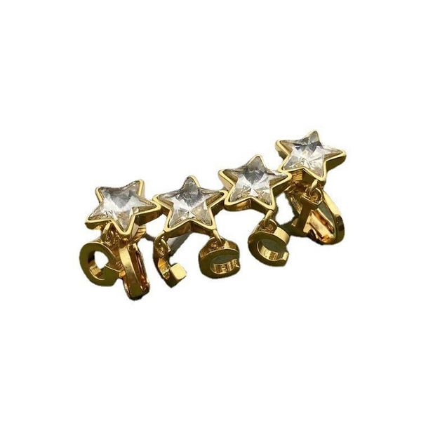 

2023 new arrival copper earrings wholesale 24k gold plated fashion jewelry luxury star single studs earrings ear clip for women, Golden;silver