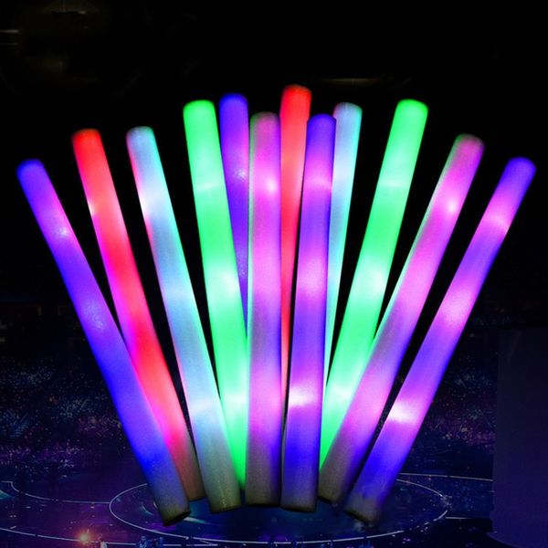 

200pcs led glow sticks bulk colorful rgb glow foam stick cheer tube dark light for xmas birthday wedding party supplies