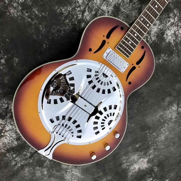 

cherry sunburst flame maple grote dobro resonator steel electric guitar