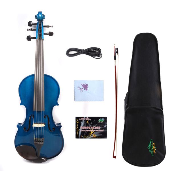 

5string electric violin 4/4 spruce maple acoustic style ebony fittings blue