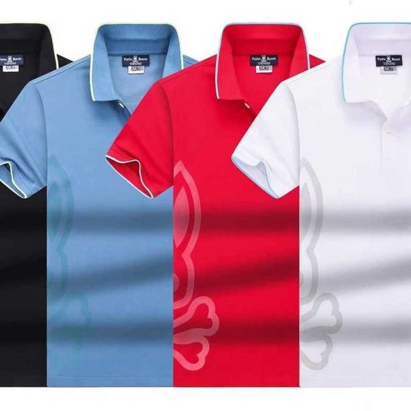 

new in 2023 summer psycho bunny skeleton rabbit 3d printed polo rib lapel casual fashion trendy men 4c6g, White;black