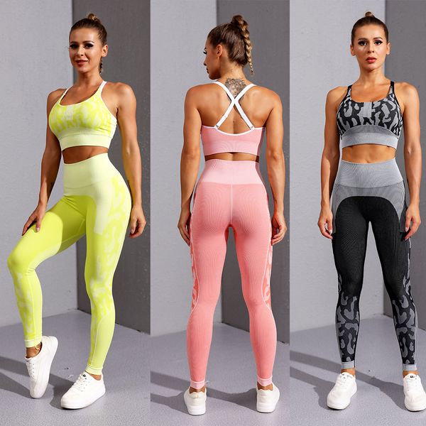 

seamless yoga clothes cross back sports bra peach buttocks sports suit