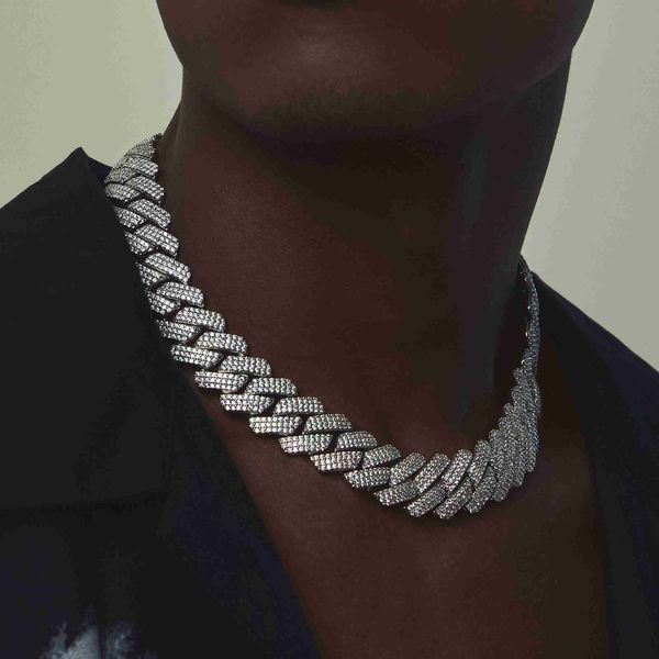 

qianjian custom jewelry high end pass diamond tt sier 925 hip hop iced out diamond moissanite cuban link chain, Silver