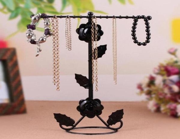 

jewelry pouches bags engraved rose solid iron table display stable fashion with base stand deskstanding necklace bracelet9512922, Pink;blue