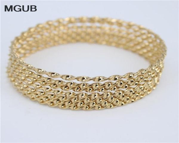 

whole 7pcs tricolor stainless steel bangle bracelet steel bracelet gold color fashion women bangle lh722 2207152733482, Black