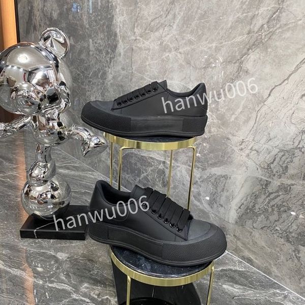 

new men quality designer sneaker lace up genuine leather sneakers fashion womens casual designer sneaker2023, Black