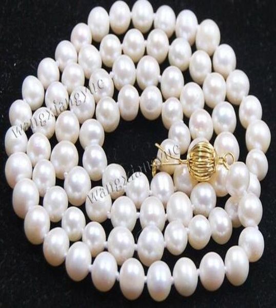 

78mm natural akoya cultivated white pearl necklace jewelry 32 quot8167787, Silver