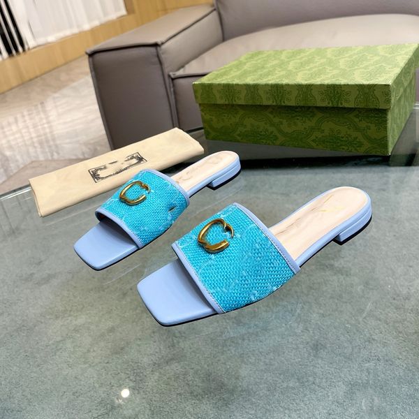 

luxury designer slippers women sandals ggs woody flat mules slides woman canvas ucci square toe lace embroidery summer sandal fashion beach, Black