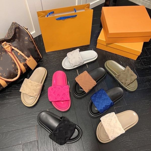 

women slippers men black scuff flat sandals pool pillow mules sunset padded front strap fashionable easy-to-wear style slides fuchsia 04
