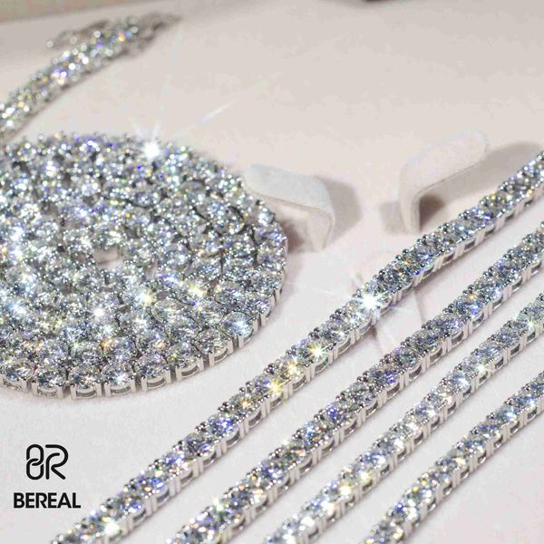 

factory price in stock 5mm vvs moissanite diamond tennis chain 925 silver hip hop necklace bracelet set for women men jewelry