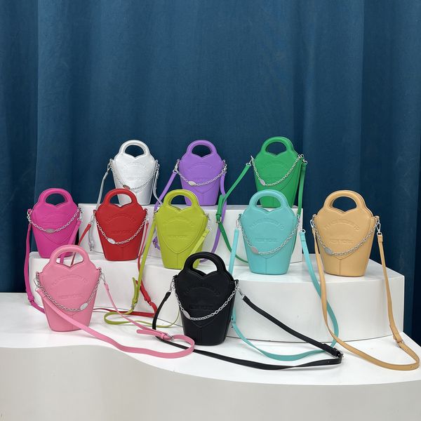 

luxury chain bucket bag candy colors designer totes women solid crossbody bags capacity handbag steel printed letter banquet purse leather c