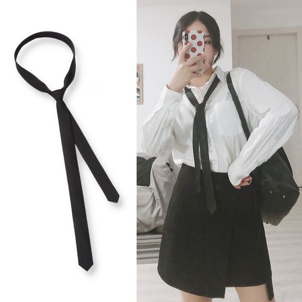 

tie women's men's 3cm ultra narrow pure black shirt decoration with handmade fine ties wholesale, Red;black