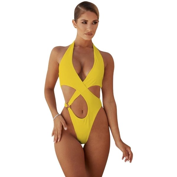 

women's swimwear onepiece swimsuit for women cutout halter bikinis crossfront bathing suit hollow backless brazilian 230512, White;black