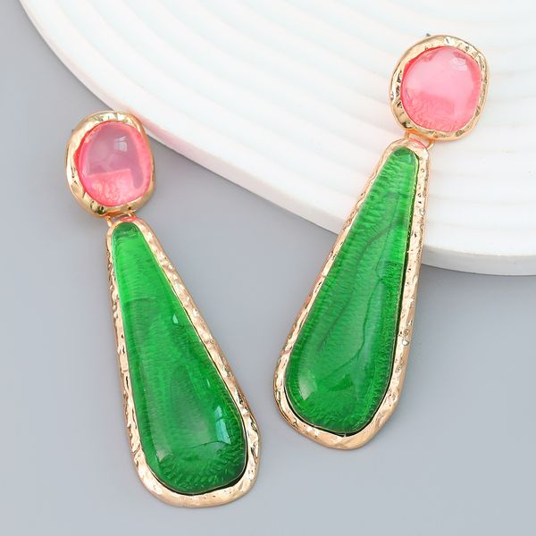 

spring dangle chandelier earrings women's alloy geometric resin stud earrings jewelry gift for lady, Silver