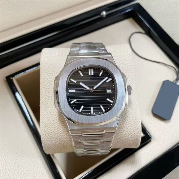 

sapphire glasses 5711 watch nautilus luxury watches stripe dial mini calendar orologio classical folding buckle multi style automatic wristw, Slivery;brown