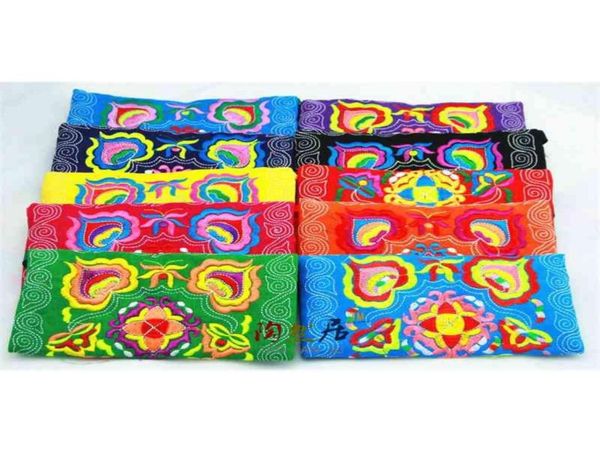 

whole 5pcs chinese ethnic style miao embroidery jewellery bag size 10x20cm1298533, Pink;blue