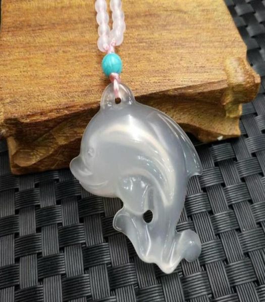 

natural ice stallion chalcedony dolphin pendant cute little dolphin crystal jade pendant chain6594807, Silver