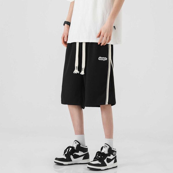 

men's shorts striped pants 2023 summer new american trendy casual loose and versatile sports capris, White;black