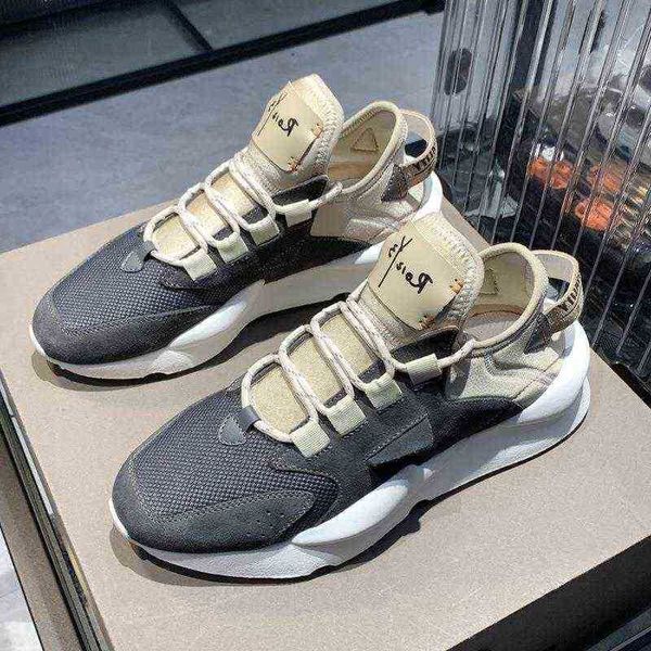 

new y3 men's leather thick sole breathable leather black samurai dad shoes