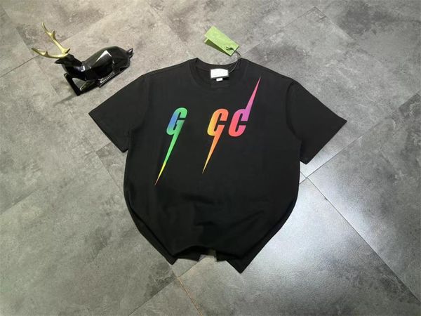

designer mens t shirts 2023 summer new tshirt rainbow bee blade gradient print half sleeve mens and womens fashion loose short sleeve size s, White;black