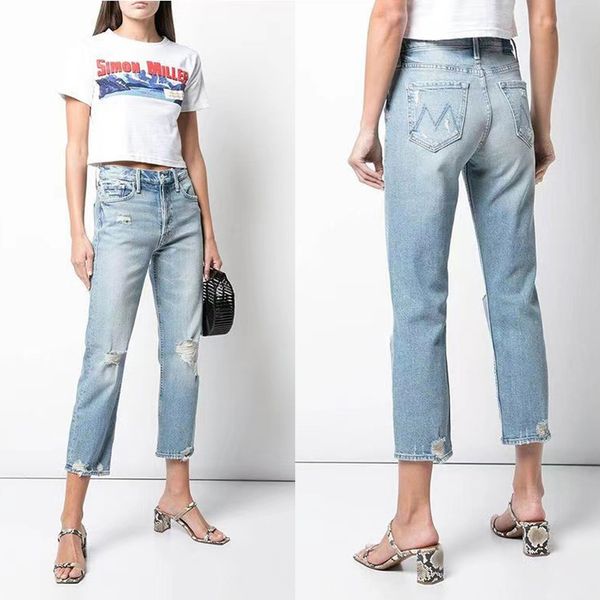 

women's pants 's high waist distressed retro jeans casual fashion anklelength denim pants 2023 230512, Black;white