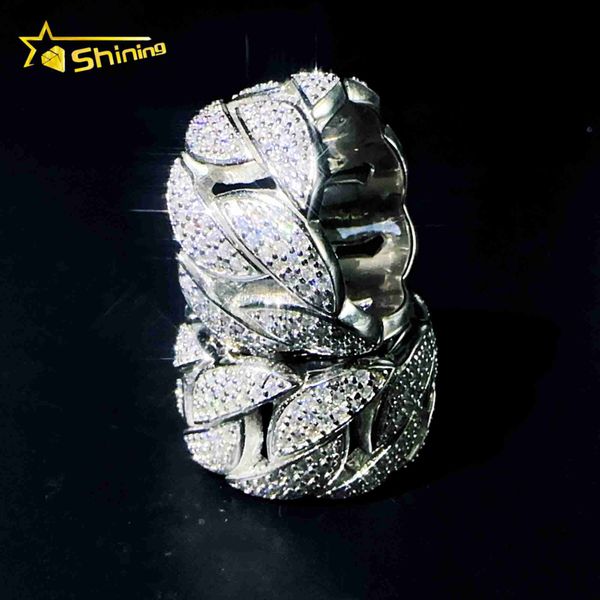 

customization available hip hop cuban rings iced out 925 silver moissanite engagement rings