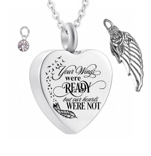 

stainless steel angel wings cremation jewelry ash necklaces keepsake memorial name customization urn pendant necklace for ashes9142045, Silver